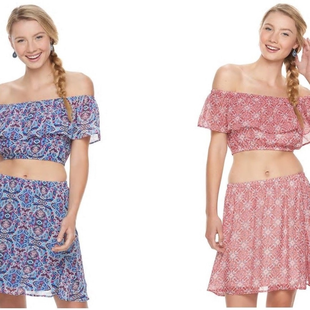 Juniors Speechless 2-Pc. Crop Top & Skirt set